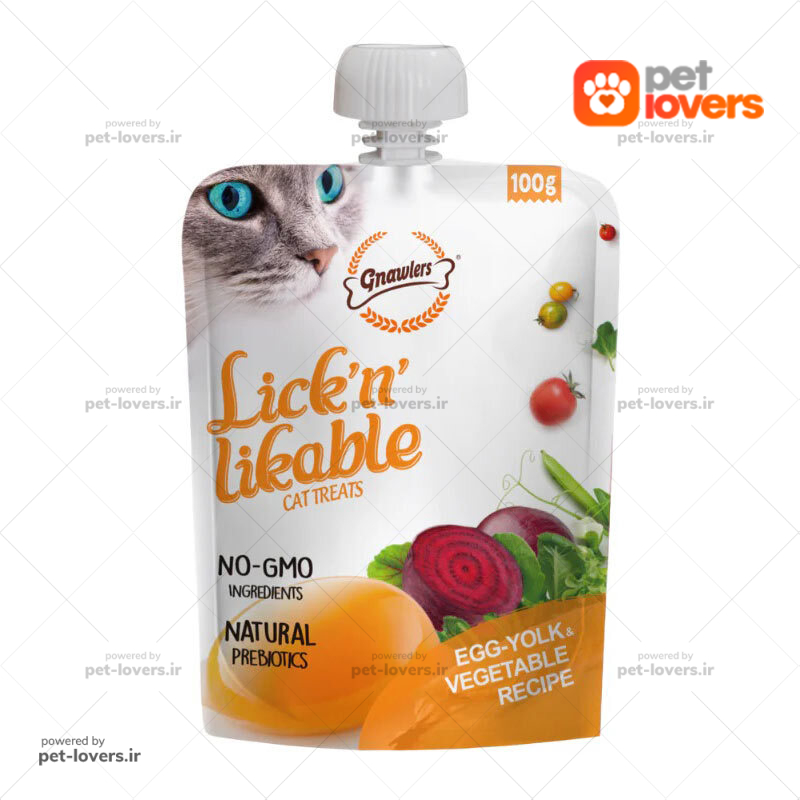 پودینگ گربه با طعم زرده تخم مرغ و سبزیجات گناولرز Gnawlers وزن ۱۰۰ گرم