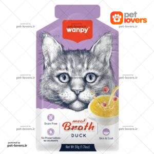 پوچ گربه مدل براث طعم اردک ونپی Wanpy وزن 50 گرم