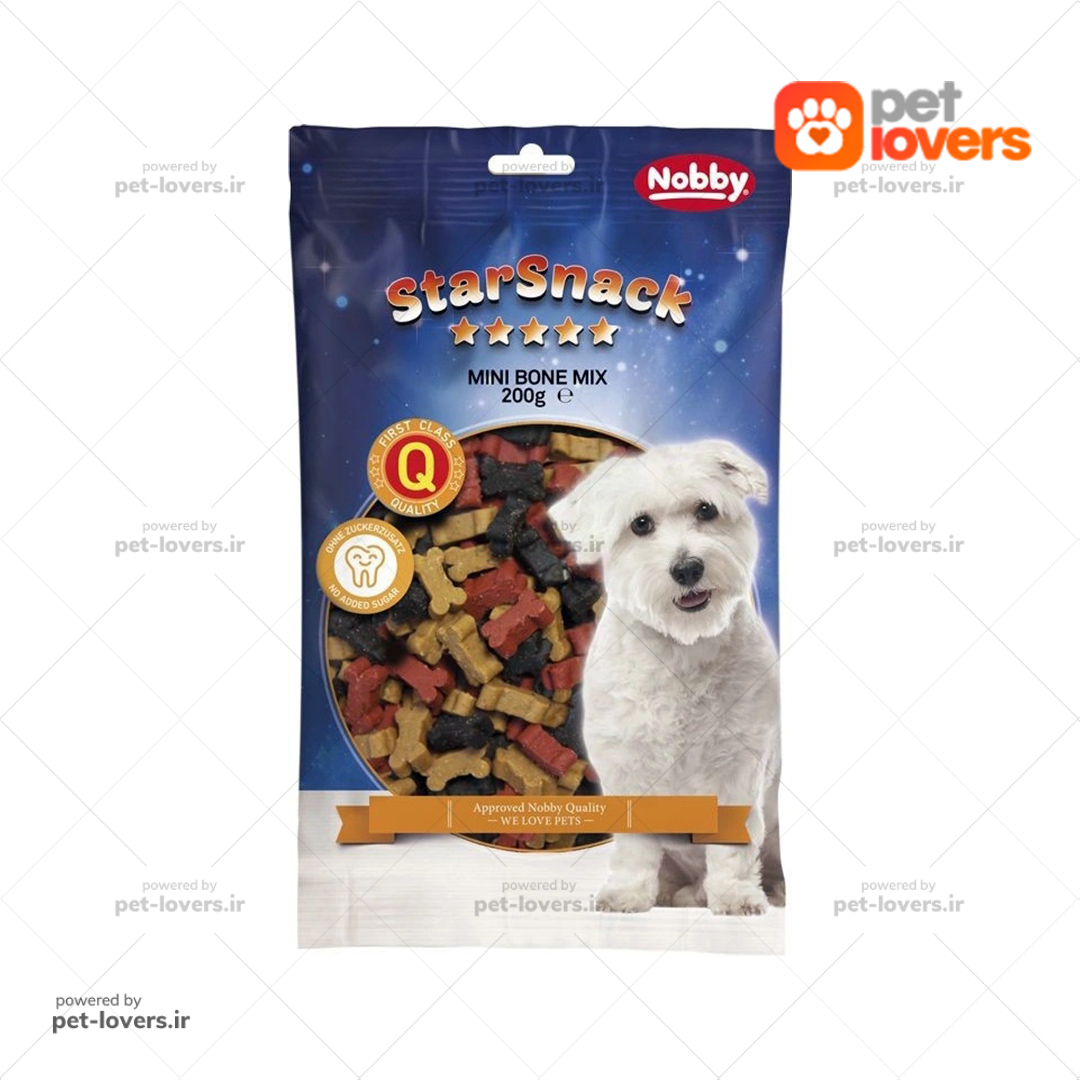 تشویقی سگ اسنک استخوانی نرم نوبی Nobby Star Snack Mini Bone Mix  وزن ۲۰۰ گرم