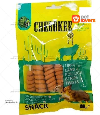 تشویقی سگ بیسکوییتی با دورپیچ گوشت بره چروکی Cherokee وزن ۱۰۰ گرم