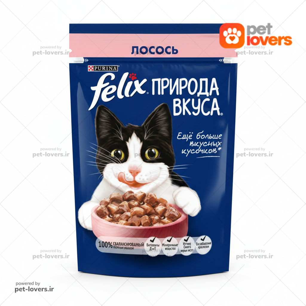 پوچ گربه با سس طعم سالمون فلیکس Felix وزن ۷۰ گرم