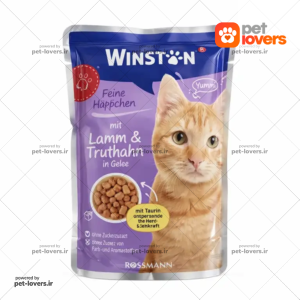 پوچ گربه با طعم بره و بوقلمون در سس ژله ای وینستون Winston وزن 100 گرم