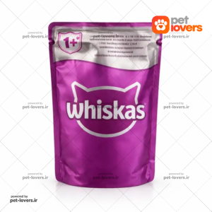 پوچ گربه تیستی میکس با طعم ماهی سالمون و هویج در سس گریوی ویسکاس Whiskas وزن 85 گرم