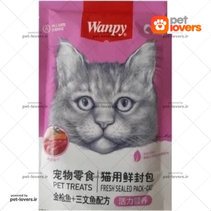 پوچ گربه طعم ماهی تن و قزل آلا ونپی Wanpy وزن 80 گرم