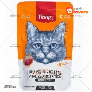 پوچ گربه طعم مرغ و ماهی تن ونپی Wanpy وزن 80 گرم