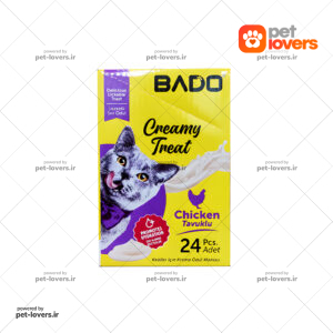 بستنی گربه بالغ با طعم مرغ بادو BADO وزن 85 گرم بسته 24 عددی
