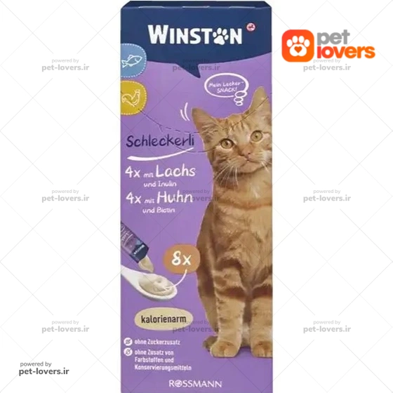 بستنی گربه طعم مرغ و ماهی وینستون Winston بسته ۸ عددی