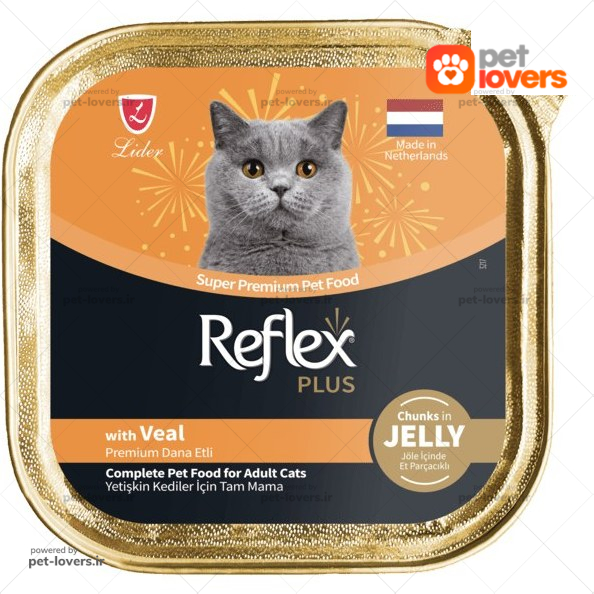 ووم گربه با طعم گوشت گاو در ژله رفلکس پلاس Reflex Plus وزن ۸۵ گرم