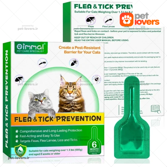 قطره ضد کک و کنه گربه اویمال Oimmal Flea & Tick Prevention حجم ۶۰ میلی لیتر