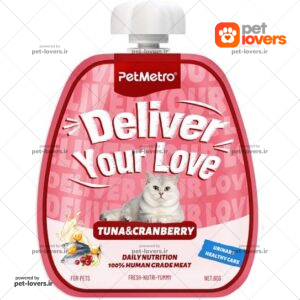 پودینگ مترو با طعم ماهی تن و کرنبری گربه پت Petmetro وزن 60 گرم