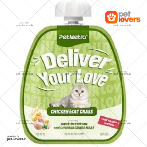 پودینگ گربه با طعم مرغ و علف پت مترو Pet Metro وزن 60 گرم