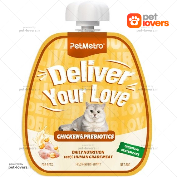 پودینگ گربه با طعم مرغ و پروبیوتیک پت مترو Pet Metro وزن ۶۰ گرم