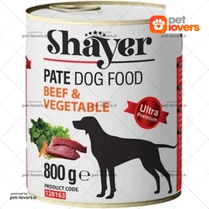 کنسرو سگ طعم پته گوشت گوساله و سبزيجات شاير Shayer وزن 800 گرم