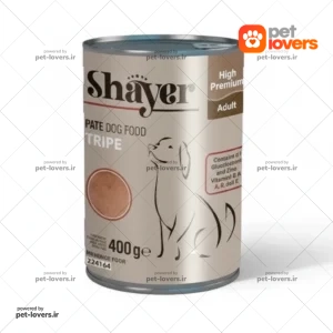 کنسرو پته سگ بالغ طعم سيرابي شاير Shayer وزن 400 گرم