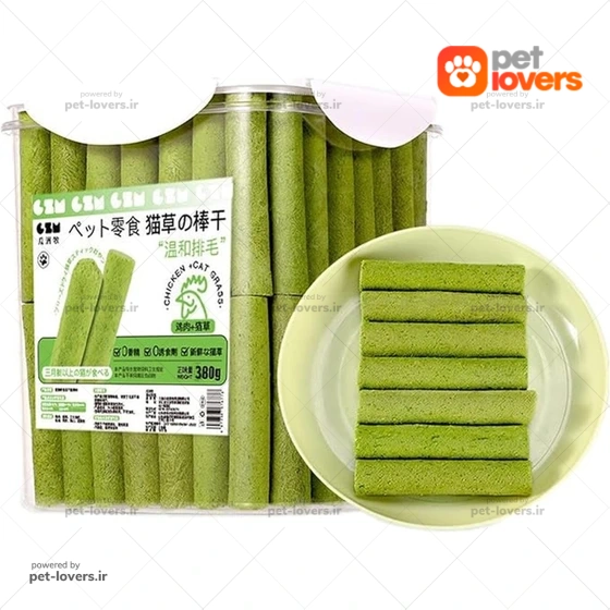 تشویقی گربه طعم مرغ کت گرس Cat Grass وزن ۴۸۰ گرم (۹۶عددی)