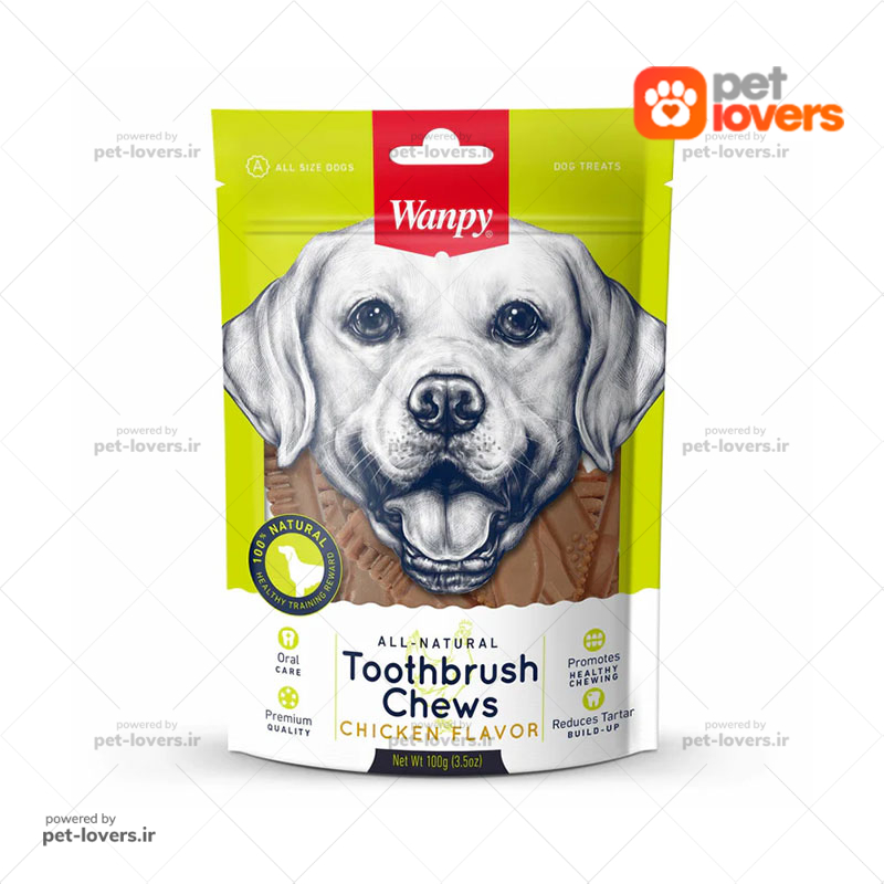 تشویقی دندانی سگ با طعم مرغ Wanpy Toothbrush Chews ونپی وزن ۱۰۰ گرم