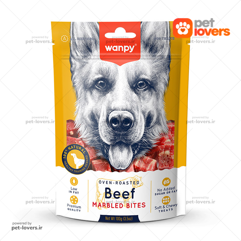 تشویقی سگ با طعم گوشت گاو Wanpy Marbled Bites ونپی وزن ۱۰۰ گرم