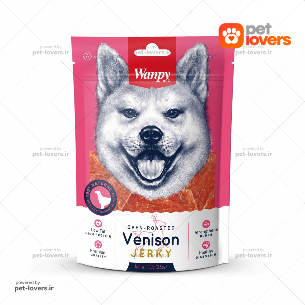 تشویقی سگ با طعم گوشت گوزن Wanpy Venison Jerky ونپی وزن ۱۰۰ گرم