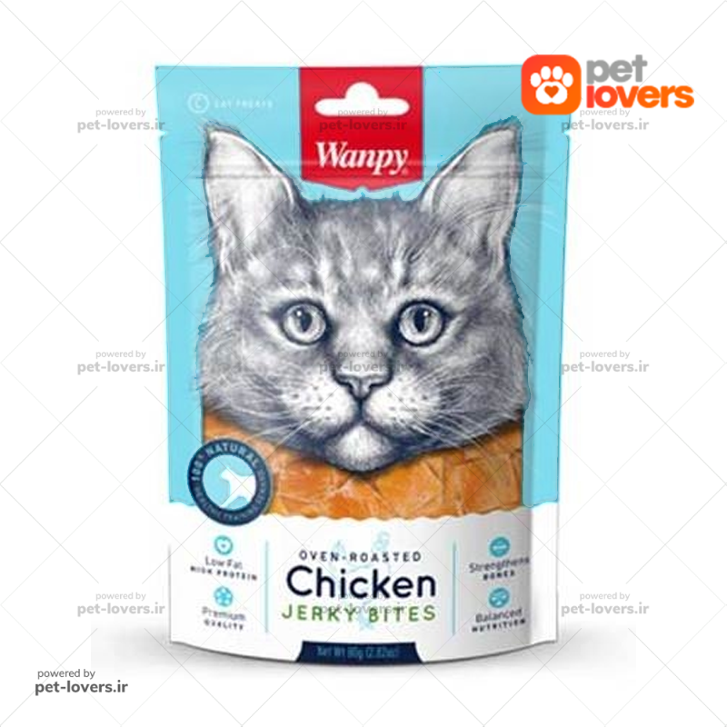 تشویقی گربه با طعم مرغ Wanpy Chicken Crispy Jerky Bites ونپی وزن ۸۰ گرم
