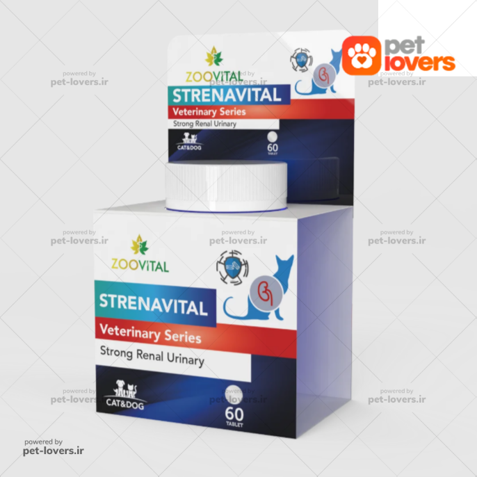 قرص مکمل مجاری ادراری سگ و گربه STRENAVITAL زوویتال Zoovital بسته 60 عددی