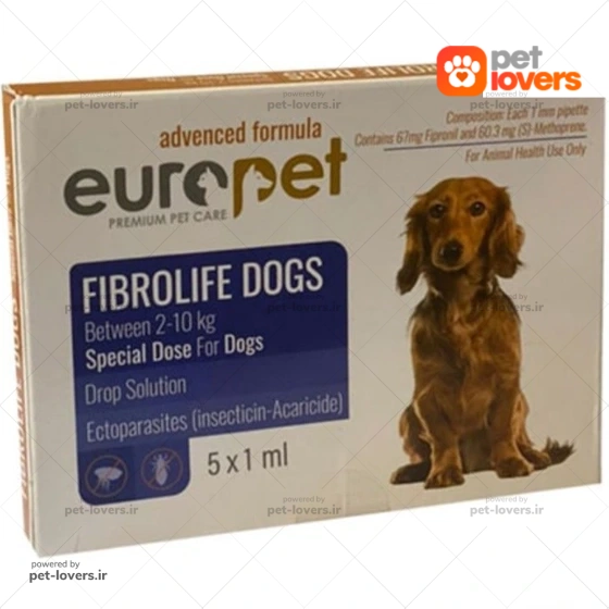 قطره ضد کک و کنه سگ ۲ تا ۱۰ کیلو یورو پت Europet بسته ۵ عددی