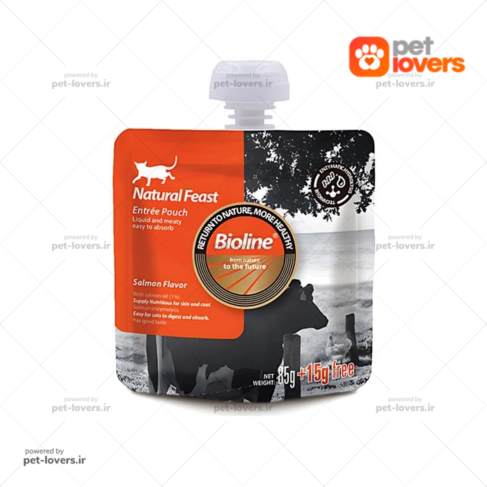 پودینگ مکمل غذایی گربه طعم ماهی سالمون بایولاین Bioline وزن ۸۵ گرم