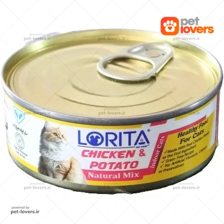 کنسرو گربه مدل نچرال طعم فیله مرغ و سیب زمینی لوریتا Lorita وزن ۹۰ گرم