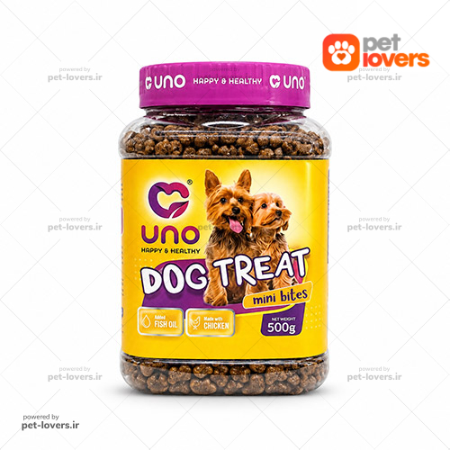 تشویقی سگ طعم مرغ و روغن ماهی uno اونو ۵۰۰ گرم
