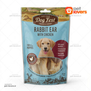 تشویقی سگ با طعم خرگوش و مرغ داگ فست Dog Fest Rabbit Ear with Chicken وزن 90 گرم