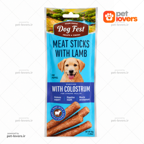 تشویقی مدادی سگ طعم گوشت بره داگ فست Dog Fest Meat Sticks with Lamb وزن ۴۵ گرم
