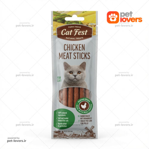 تشویقی مدادی گربه طعم مرغ کت فست Cat Fest Chicken Meat Sticks وزن ۴۵ گرم