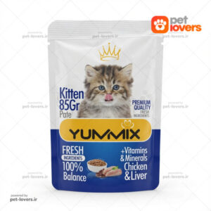 تشویقی گربه بالغ طعم مرغ و جگر یومیکس YUMMIX وزن 85 گرم