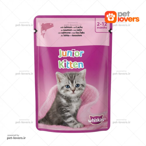 پوچ بچه گربه طعم سالمون ویسکاس Whiskas وزن ۸۵ گرم