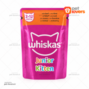پوچ بچه گربه طعم گوشت گاو ویسکاس Whiskas وزن 85 گرم