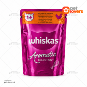 پوچ گربه بالغ طعم بوقلمون و سبزیجات ویسکاس Whiskas Aromatic Selection وزن 85 گرم