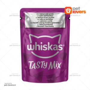 پوچ گربه بالغ طعم سالمون و هویج ویسکاس آلمانی Whiskas وزن 85 گرم