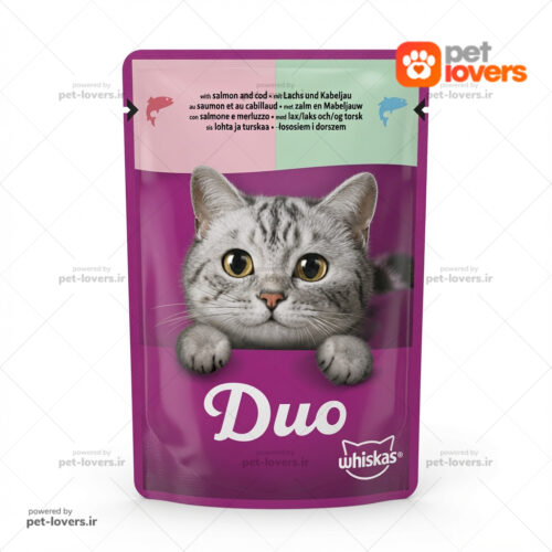 پوچ گربه بالغ طعم ماهی سالمون و کاد ویسکاس Whiskas وزن ۸۵ گرم