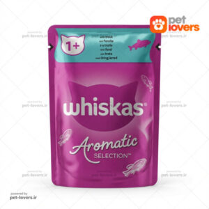 پوچ گربه بالغ طعم ماهی قزل آلا ویسکاس Whiskas Aromatic Selection وزن 85 گرم