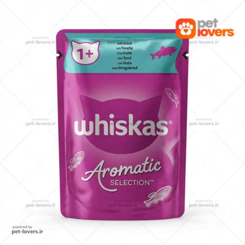 پوچ گربه بالغ طعم ماهی قزل آلا ویسکاس Whiskas Aromatic Selection وزن ۸۵ گرم