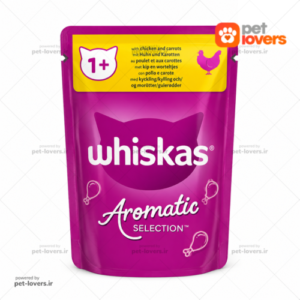 پوچ گربه بالغ طعم مرغ و هویج ویسکاس Whiskas Aromatic Selection وزن 85 گرم