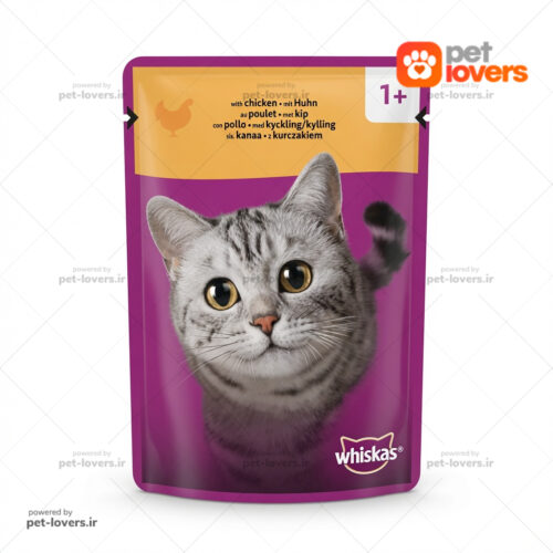 پوچ گربه بالغ طعم مرغ ویسکاس آلمانی Whiskas وزن ۸۵ گرم