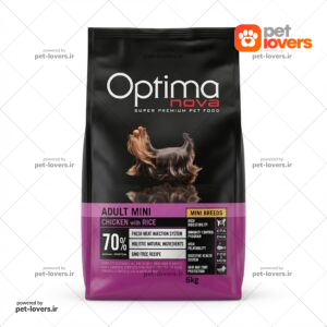 غذای خشک سگ بالغ نژاد کوچک طعم مرغ و برنج اپتیما نوا Optima Nova وزن 6 کیلوگرم