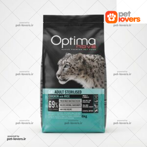 غذای خشک گربه بالغ عقیم شده طعم مرغ و برنج اپتیما نوا Optima Nova وزن 6 کیلوگرم
